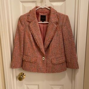 The Limited pink tweed blazer with “frayed” edging small wool blend